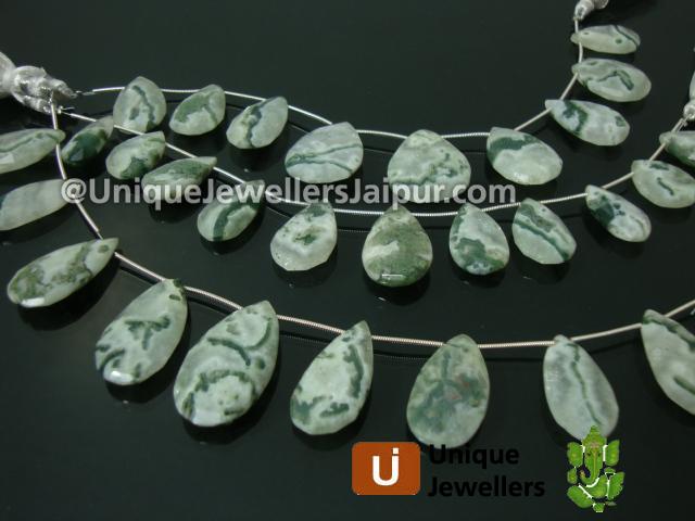 Greenish Solar Quartz Faceted Pear Beads